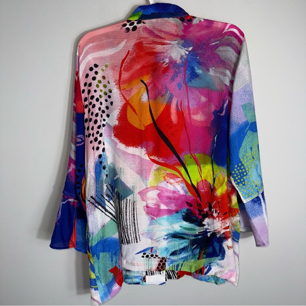 Ali Miles Button Front Tunic Blouse Top-Art to Wear-Multicolor-Medium - Picture 8 of 10